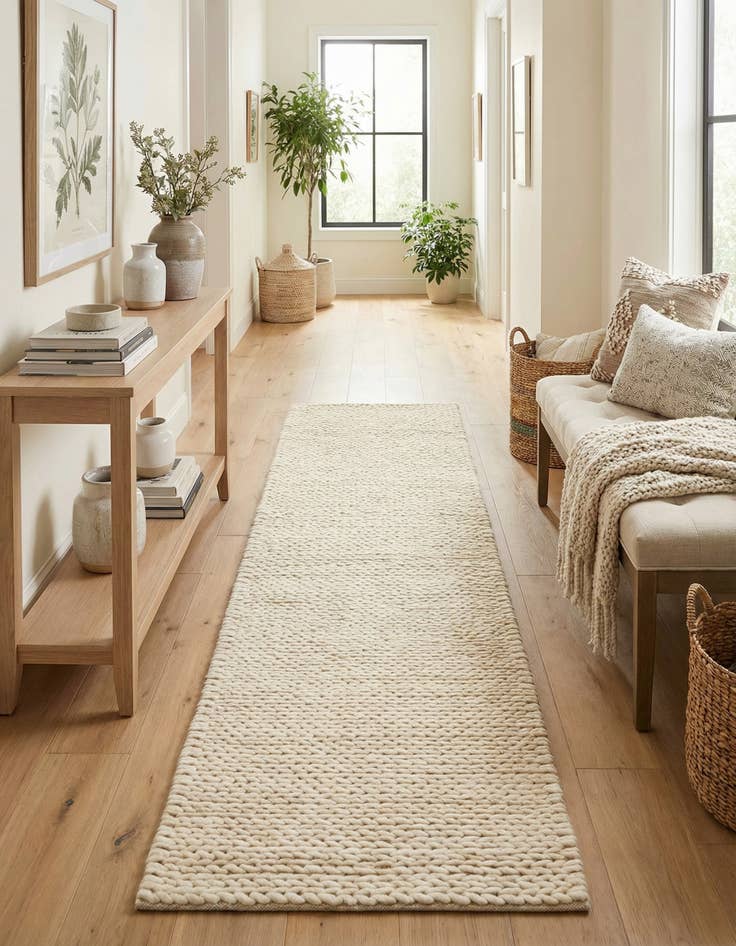 Detail image of 2' x 8' Hand Woven Lana New Zealand Wool Runner Rug