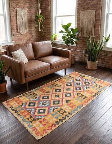 3' 5 x 6' 5 Hand Woven Kilim Maymana Wool Rug
