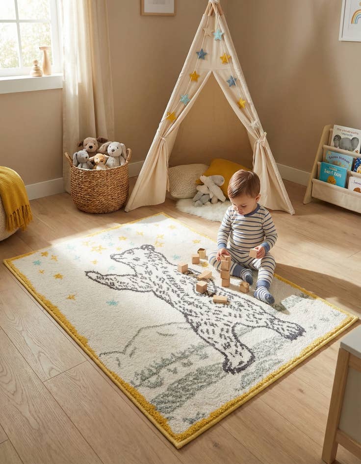 Detail image of 2' 2 x 2' 11 Bear Whimsy Kids Rug