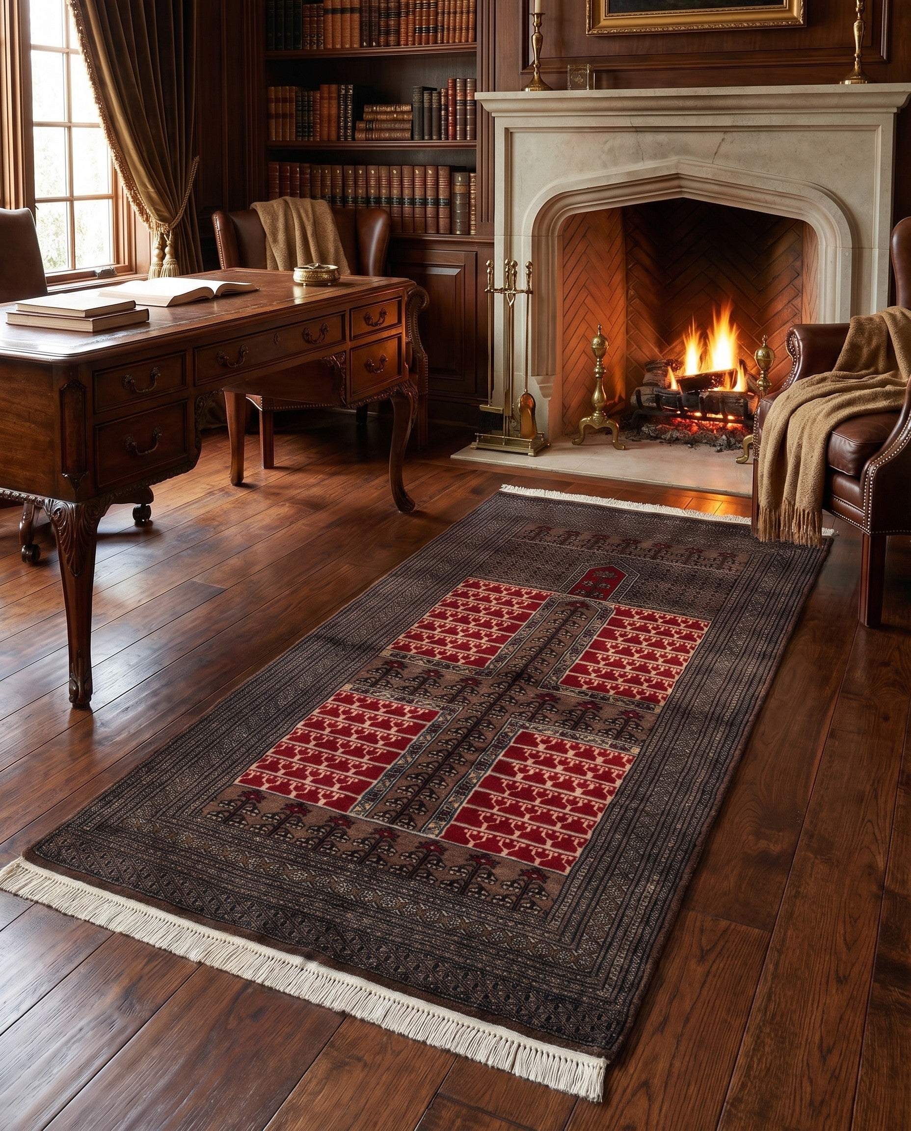 4' 1 x 6' Hand Knotted Bokhara Oriental Wool Rug
