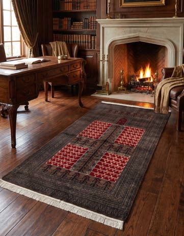 4' 1 x 6' Hand Knotted Bokhara Oriental Wool Rug