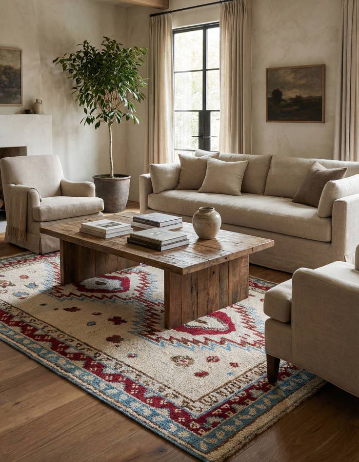 Detail image of 5' 1 x 7' 8  Hand Knotted Oushak Wool Rug