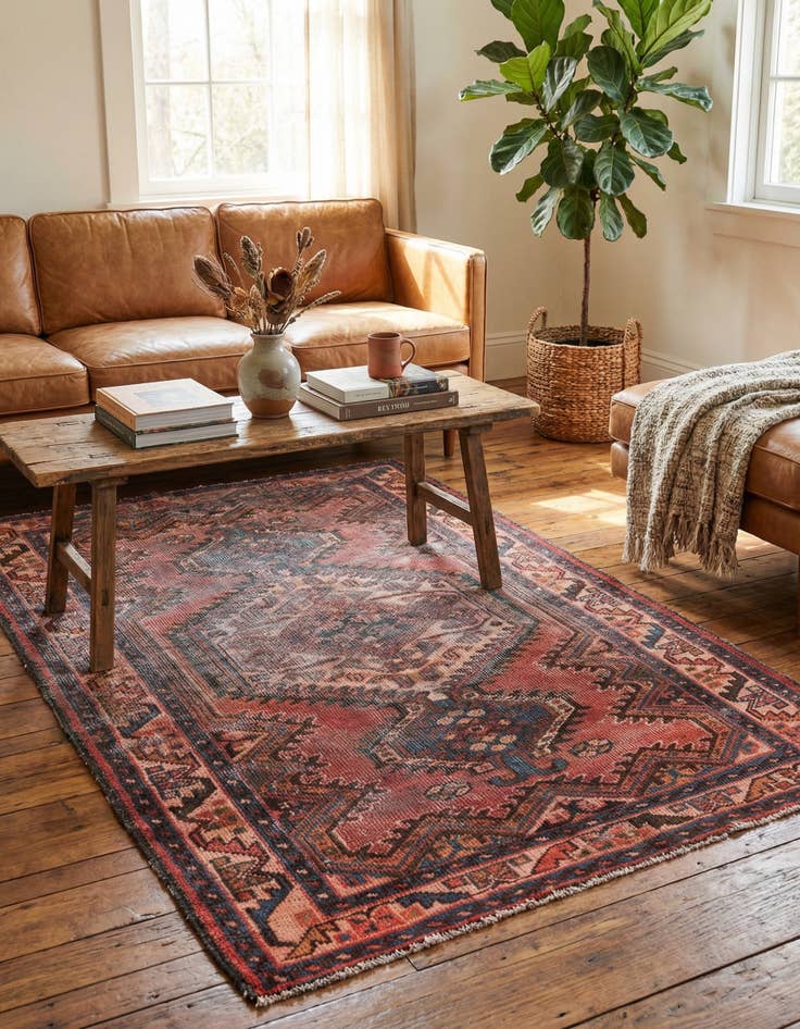 Detail image of 4' 4 x 6' 5  Hand Knotted Ultra Vintage Persian Wool Rug