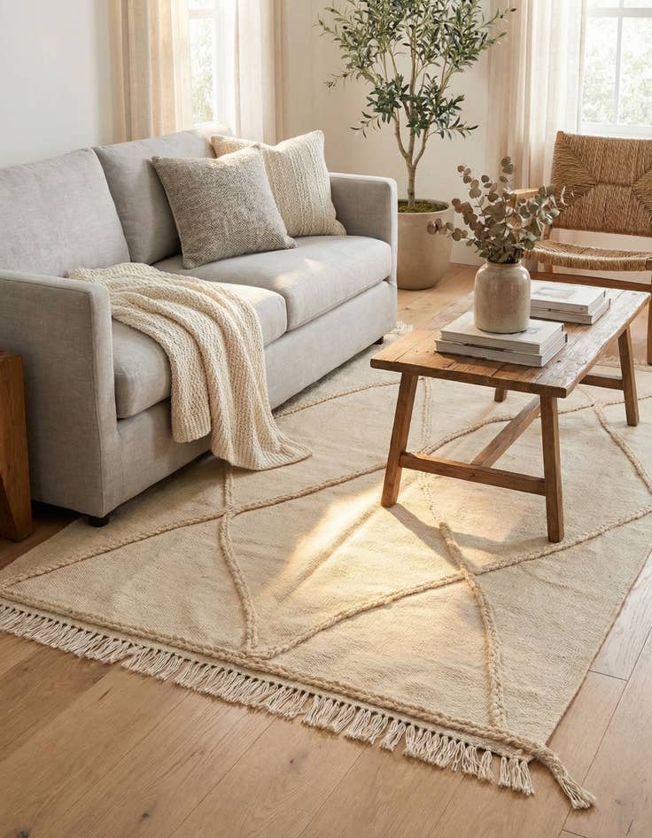 Detail image of 3' 4 x 4' 10  Hand Knotted Moroccan Wool Rug