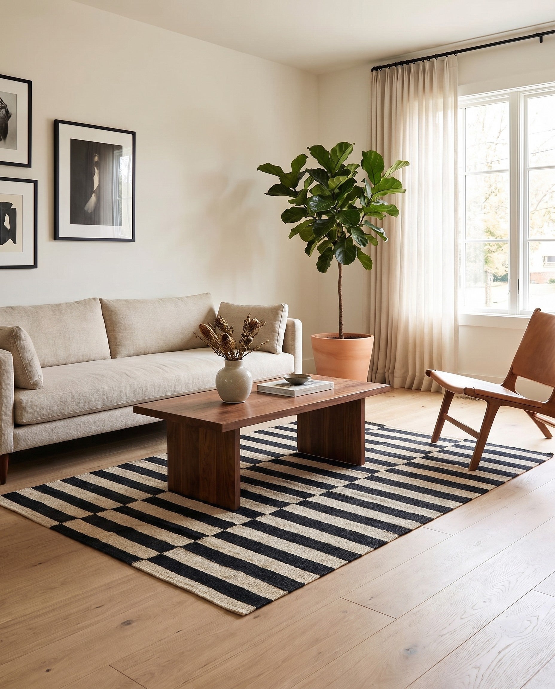 4' 4 x 5' 10 Hand Woven Kilim Modern Wool Rug