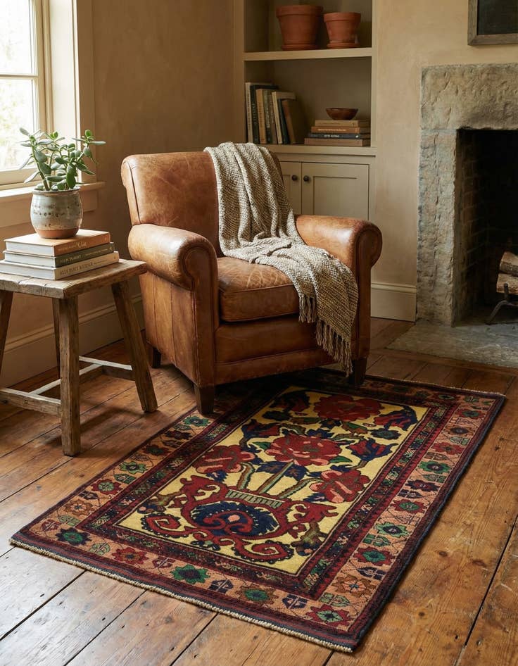 Detail image of  2' 9 x 4' 4  Hand Knotted Sumak Wool Rug