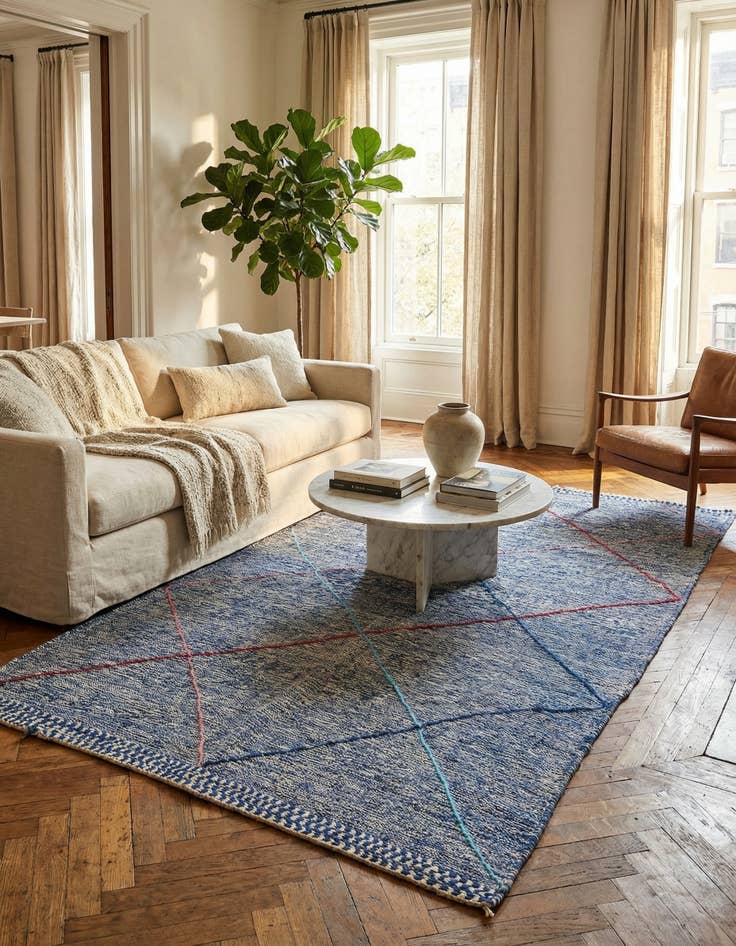 Detail image of  5' 2 x 9'  Hand Knotted Moroccan Wool Rug