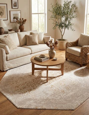 Ivory and Gold Deepa Octagon Rug