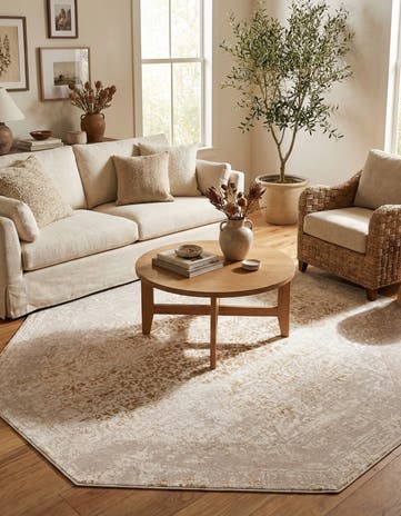 Ivory and Gold Deepa Octagon Rug