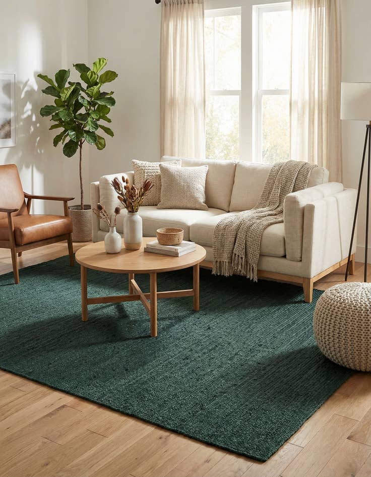 Detail image of 5' 3 x 8'  Hand Braided Jute Rug