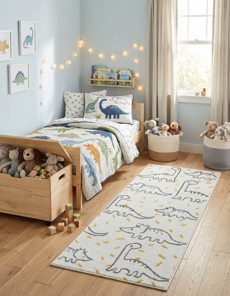 Detail image of 2' 2 x 5' 1 Dinosaur Whimsy Kids Runner Rug