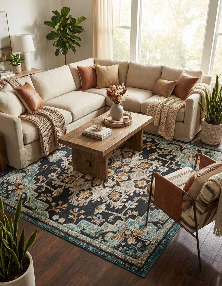 Detail image of 7' 10 x 7' 10  Washable Casablanca Indoor / Outdoor Square Rug