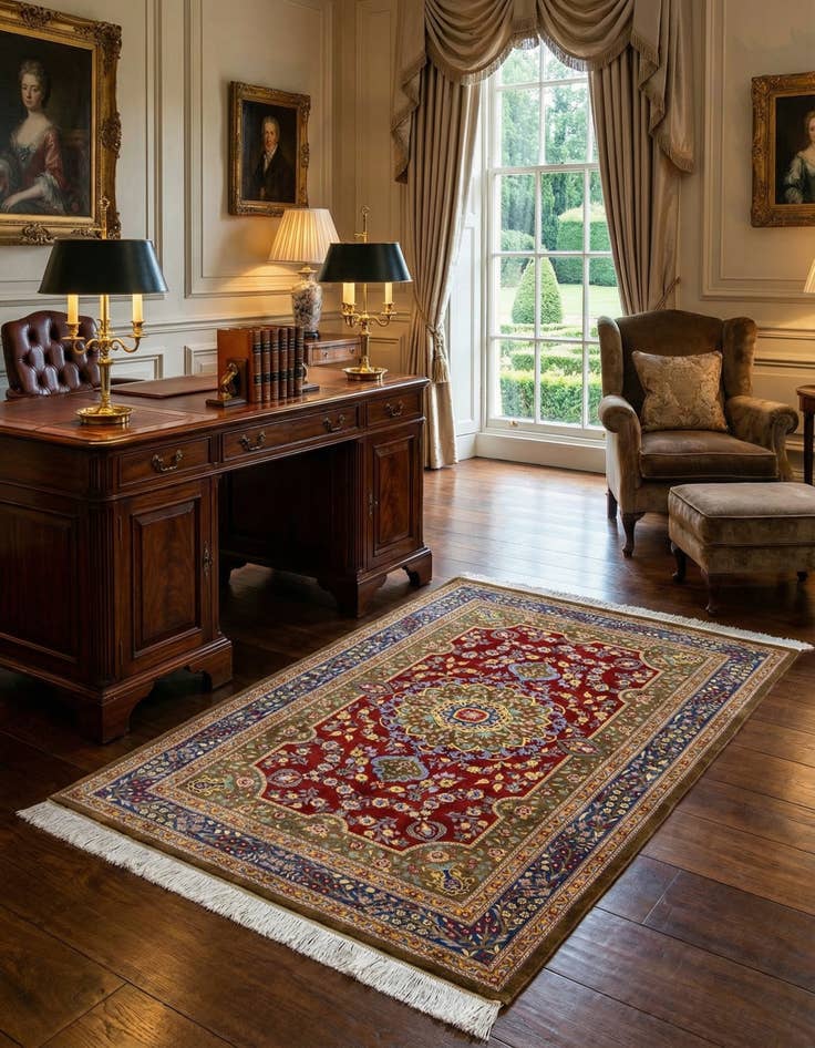 Detail image of 2' 7 x 4' Ghom Silk Rug