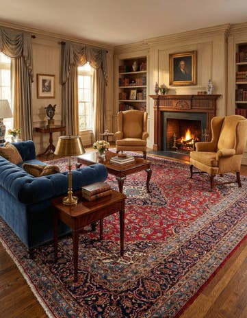 9' 6 x 12' 10 Hand Knotted Kashan Persian Wool Rug