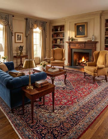 9' 6 x 12' 10 Hand Knotted Kashan Persian Wool Rug