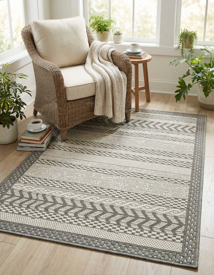 Detail image of 2' 2 x 3'  Washable Border Indoor / Outdoor Rug