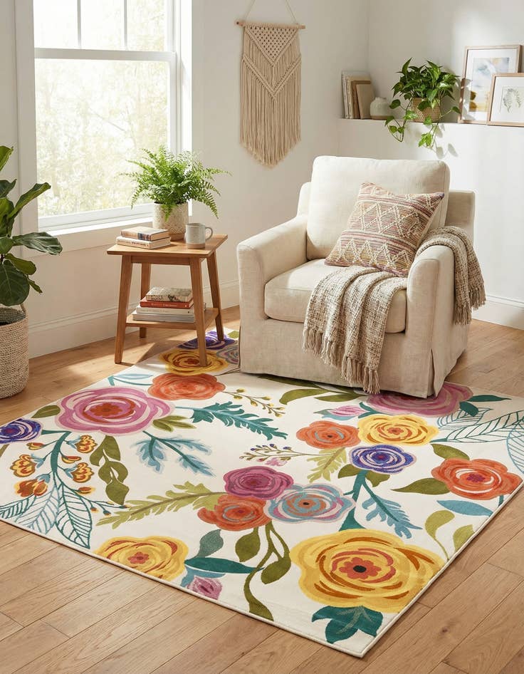 Detail image of 5' 3 x 5' 3 Blossom Square Rug