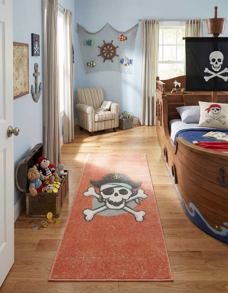 Detail image of 2' 2 x 6' 1 Pirate Whimsy Kids Runner Rug