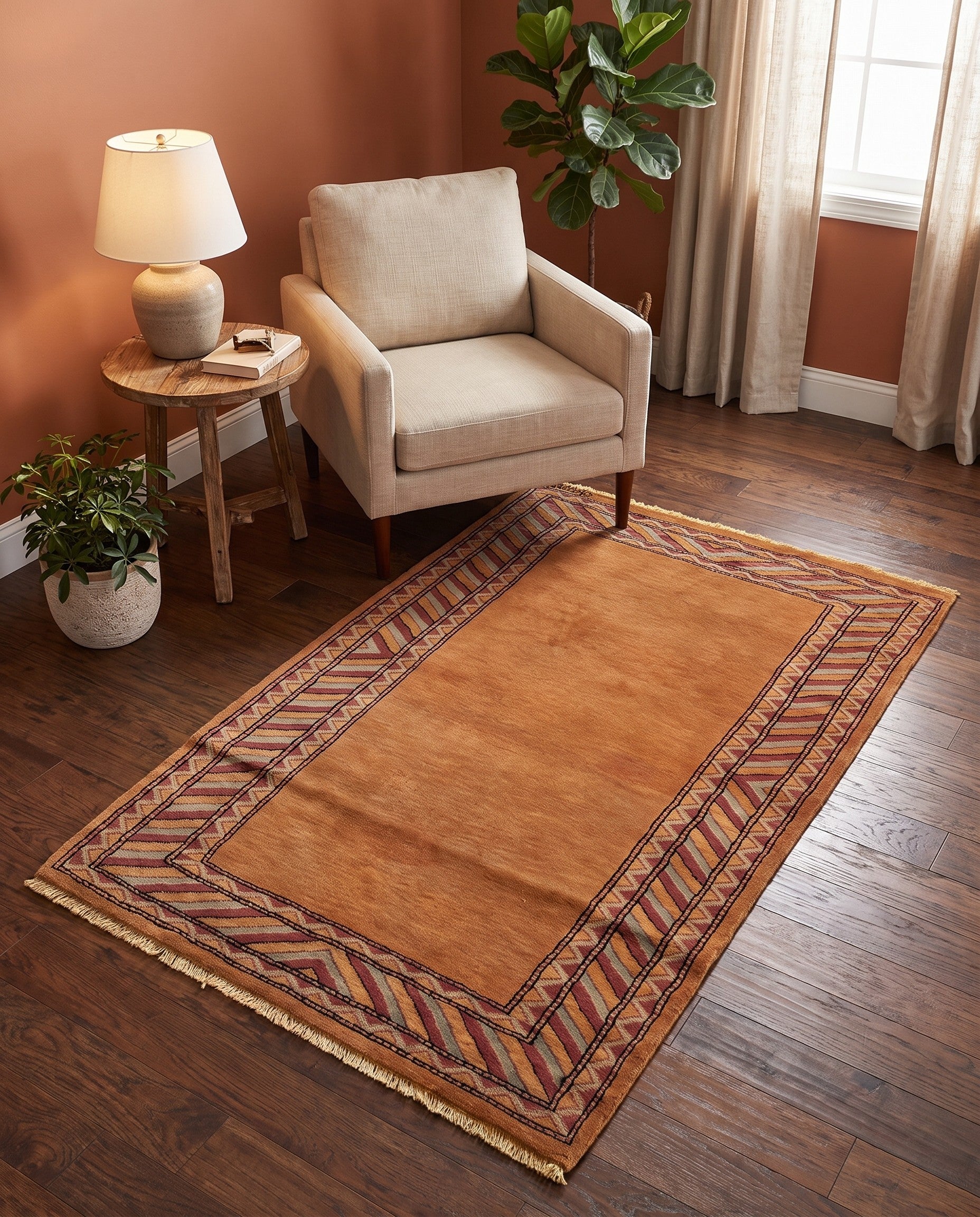 3' 2 x 5' 2 Hand Knotted Ziegler Oriental Wool Rug