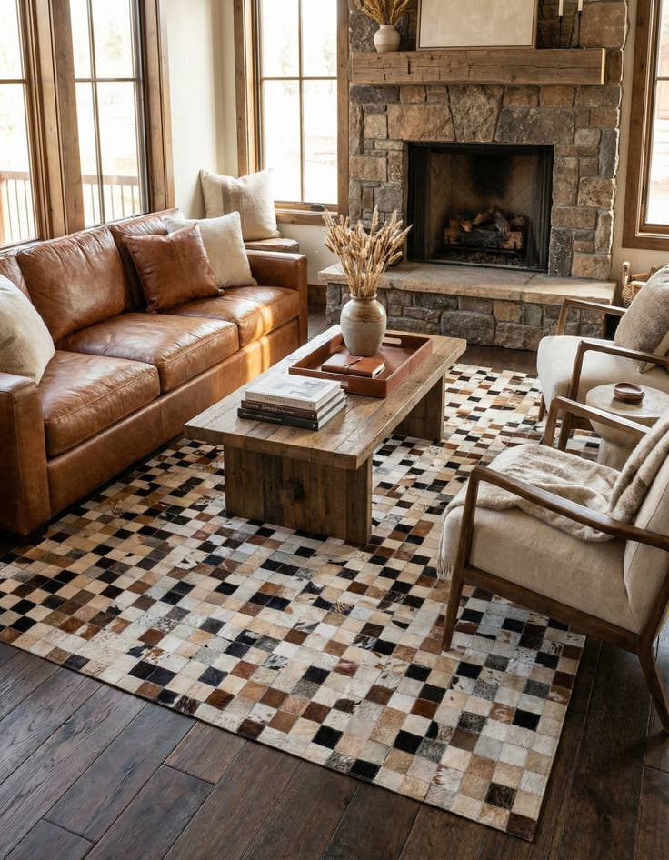 Detail image of 5' x 8' Cowhide - Patchwork Rug