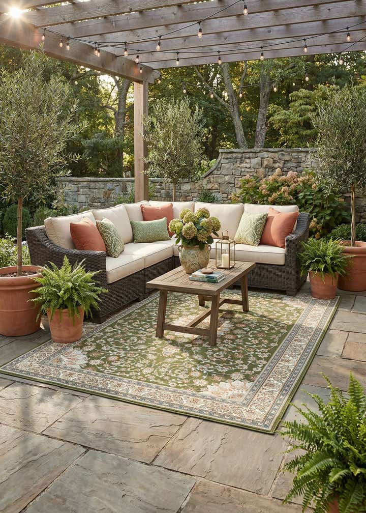 9' x 12' Easy-Clean Traditional Indoor / Outdoor Rug
