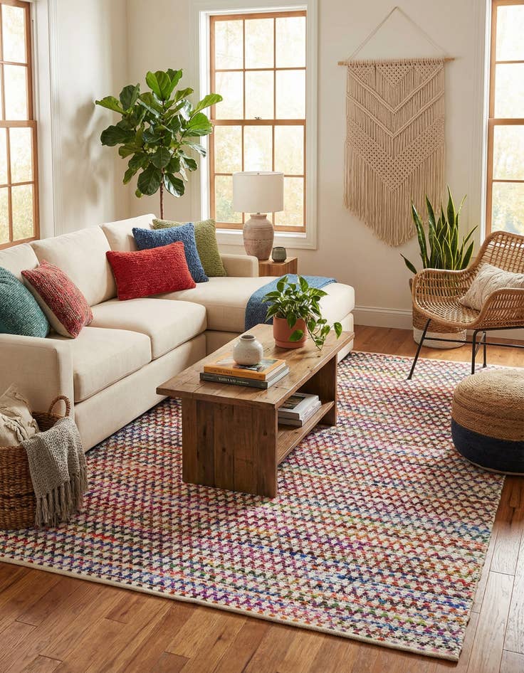 Detail image of 9' x 12' 2  Hand Woven Braided Chindi Rug