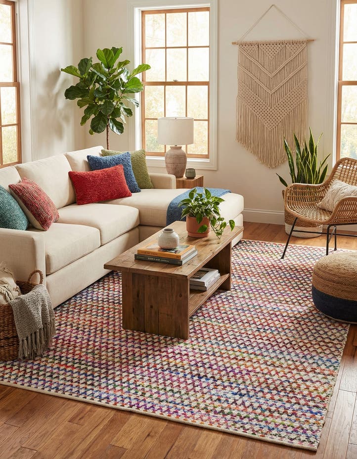 9' x 12' 2 Hand Woven Braided Chindi Rug