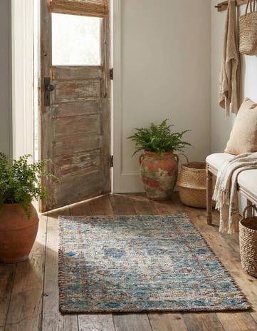 2' x 3' 1 Hand Woven Chenille Jute Rug