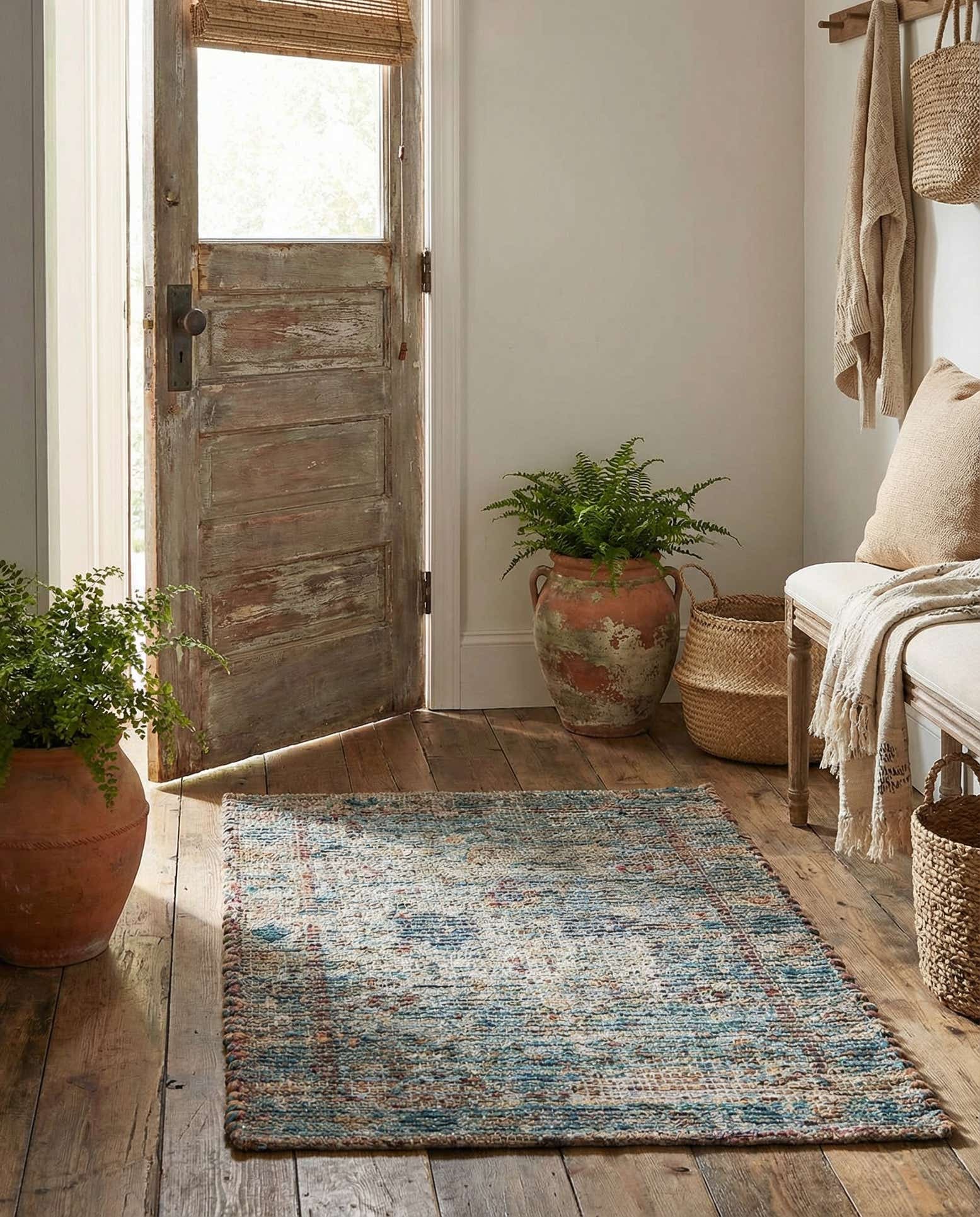 60cm x 95cm Handgewebt Chenille Jute Teppich