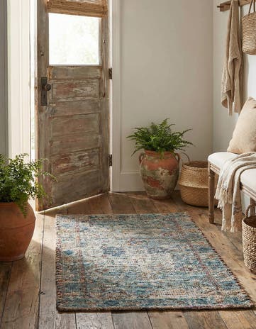 2' x 3' 1 Hand Woven Chenille Jute Rug