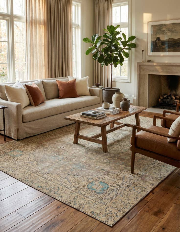 Detail image of 7' 5 x 10'  Hand Knotted Ultra Vintage Persian Wool Rug