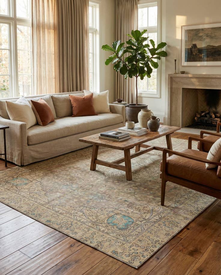 Detail image of 7' 5 x 10' Hand Knotted Ultra Vintage Persian Wool Rug