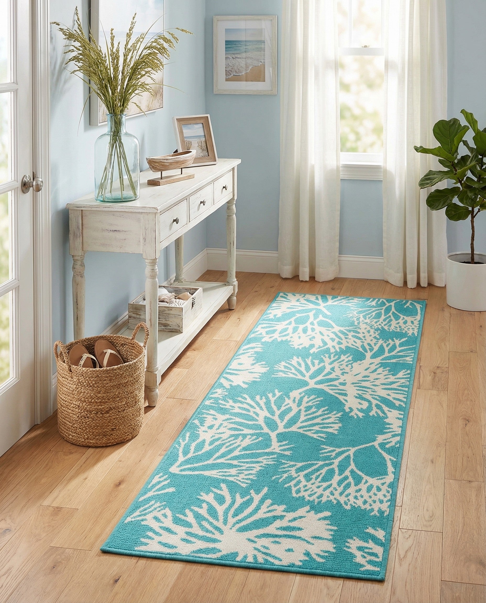 2' x 6' Easy-Clean Coastal Indoor / Outdoor Runner Rug