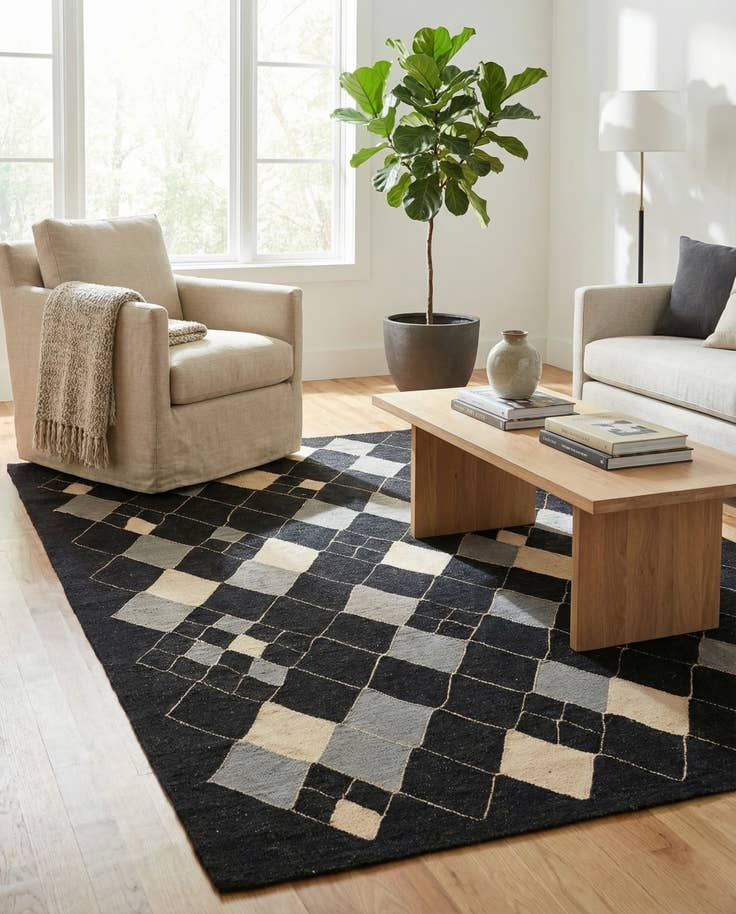 Detail image of 5' 11 x 7' 10 Hand Woven Kilim Modern Wool Rug