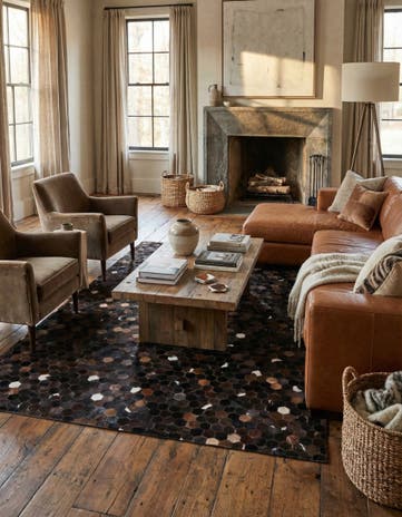 5' 1 x 8' Cowhide Leather Rug