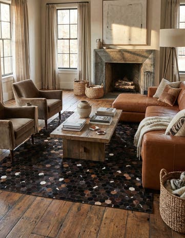 5' 1 x 8' Cowhide Leather Rug