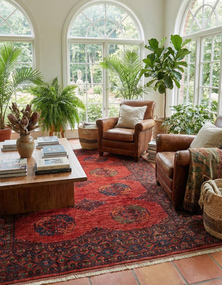 Detail image of 6' 11 x 9' 5 Ersari Afghan Wool Rug