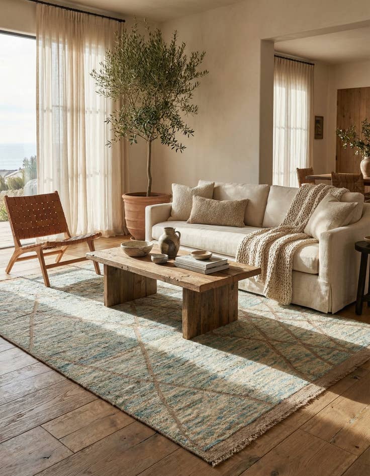 Detail image of  5' 9 x 8' 1  Hand Knotted Moroccan Wool Rug