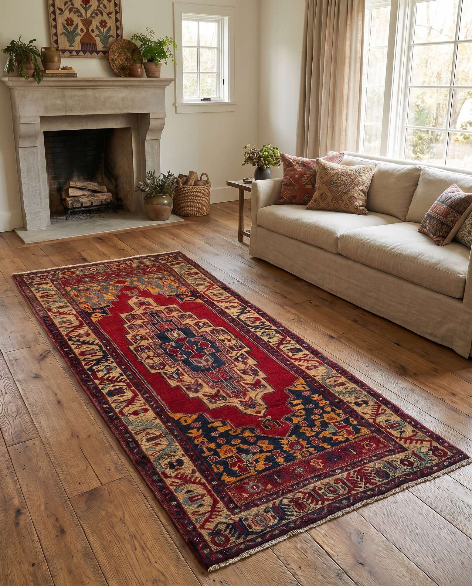 115cm x 215cm anudado a mano Anatolian Alfombra Oriental Lana