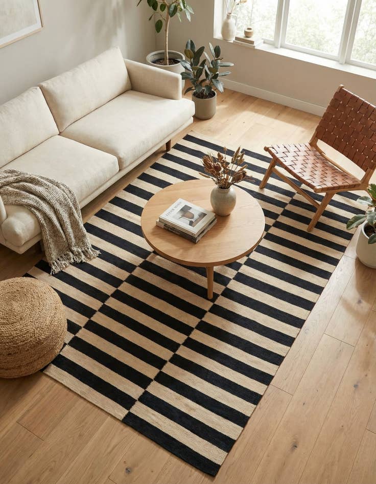 Detail image of 4' 3 x 6' Hand Woven Kilim Modern Wool Rug