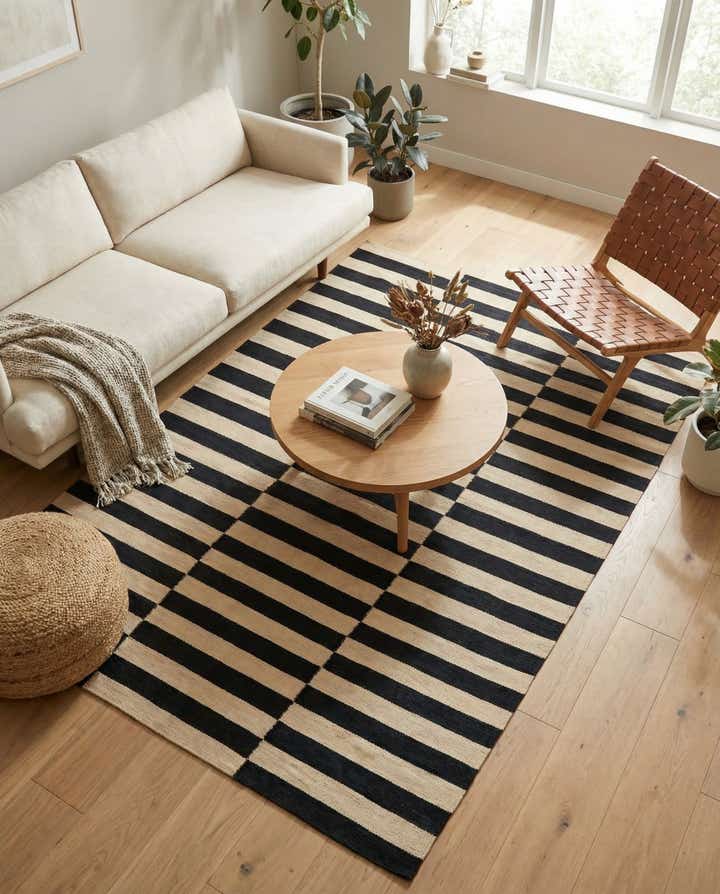 4' 3 x 6' Hand Woven Kilim Modern Wool Rug