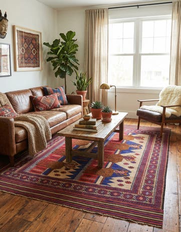 6' 5 x 9' 5 Hand Woven Sumak Wool Rug