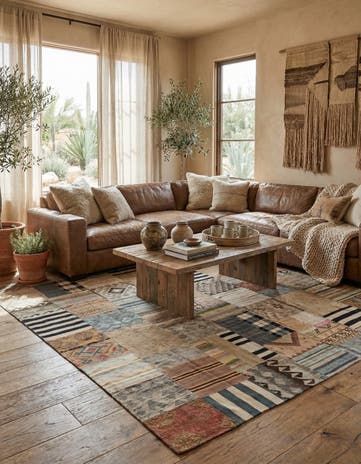 6' 8 x 9' 10 Hand Woven Kilim Patchwork Wool Rug