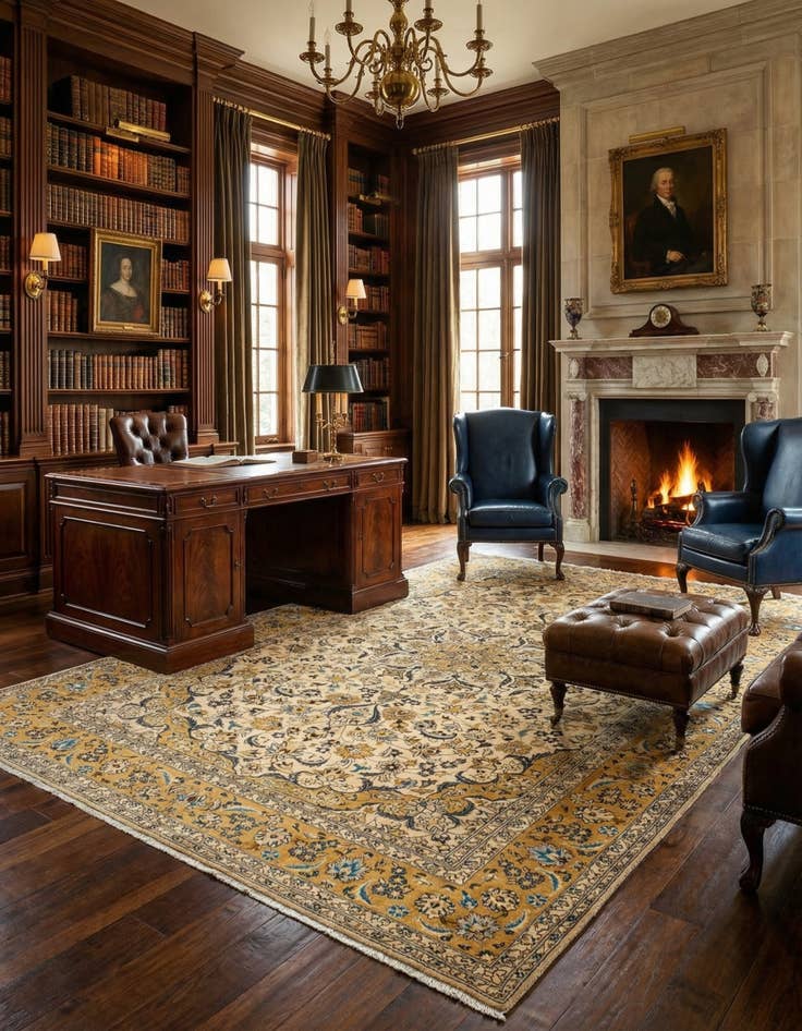 Detail image of 8' 10 x 12' 7 Kashan Wool Rug