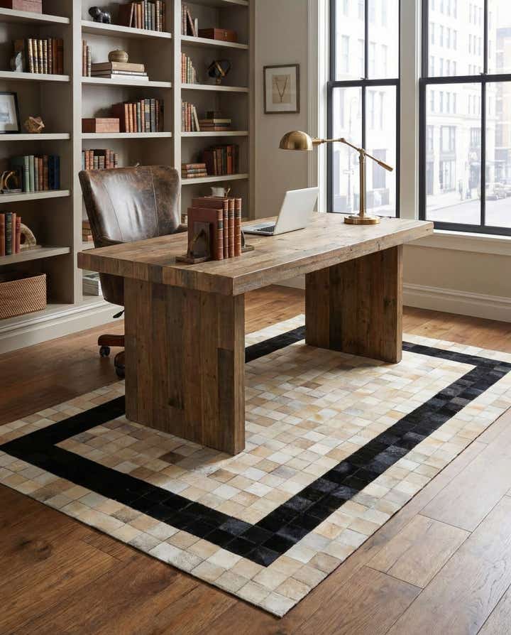 5' x 8' Cowhide Leather Rug
