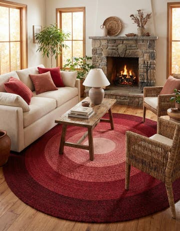 7' 10 x 7' 10 Handmade Hand Braided Wool Round Rug