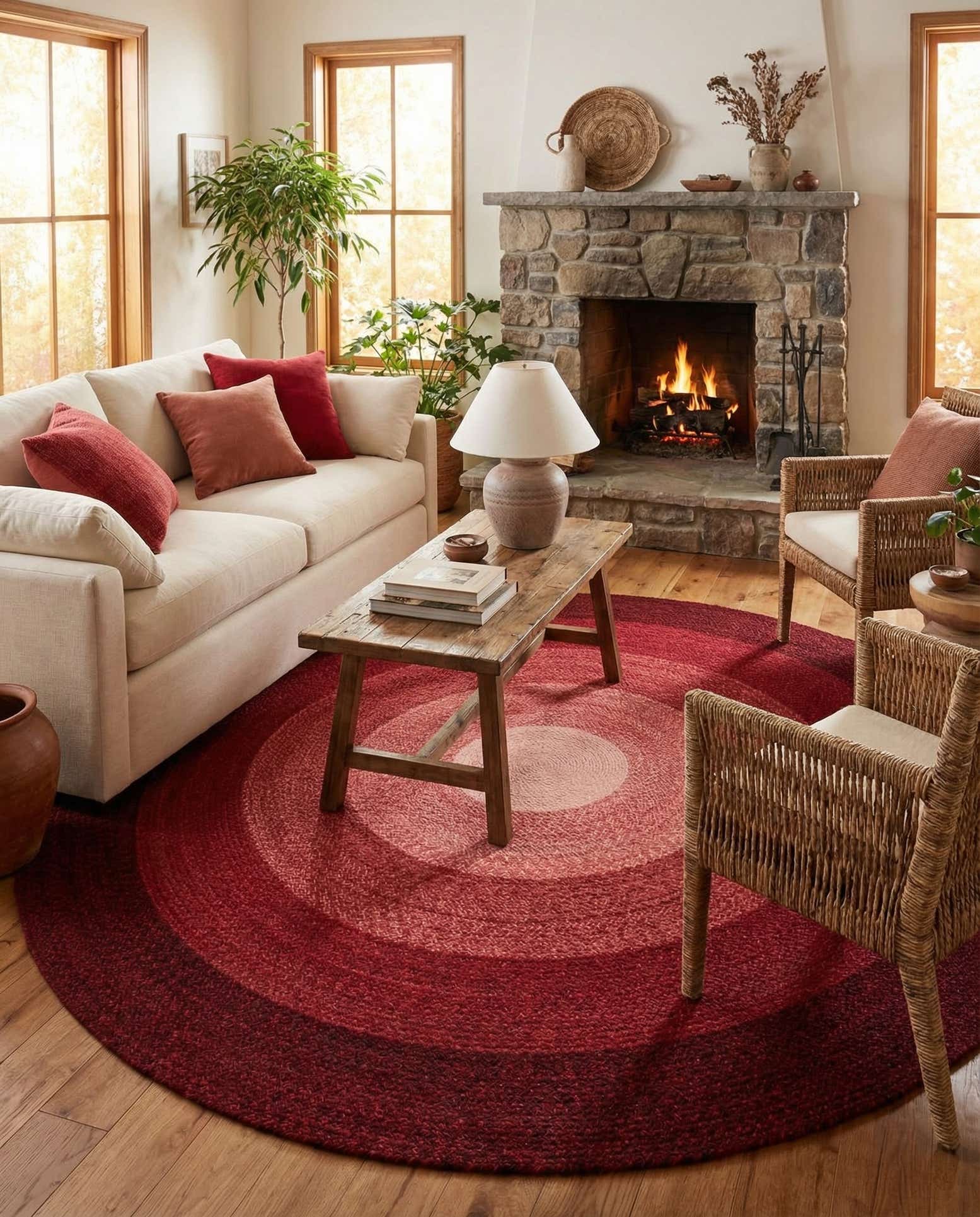 7' 10 x 7' 10 Handmade Hand Braided Wool Round Rug