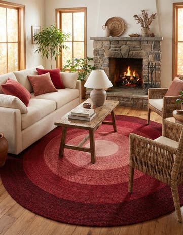 7' 10 x 7' 10 Handmade Hand Braided Wool Round Rug