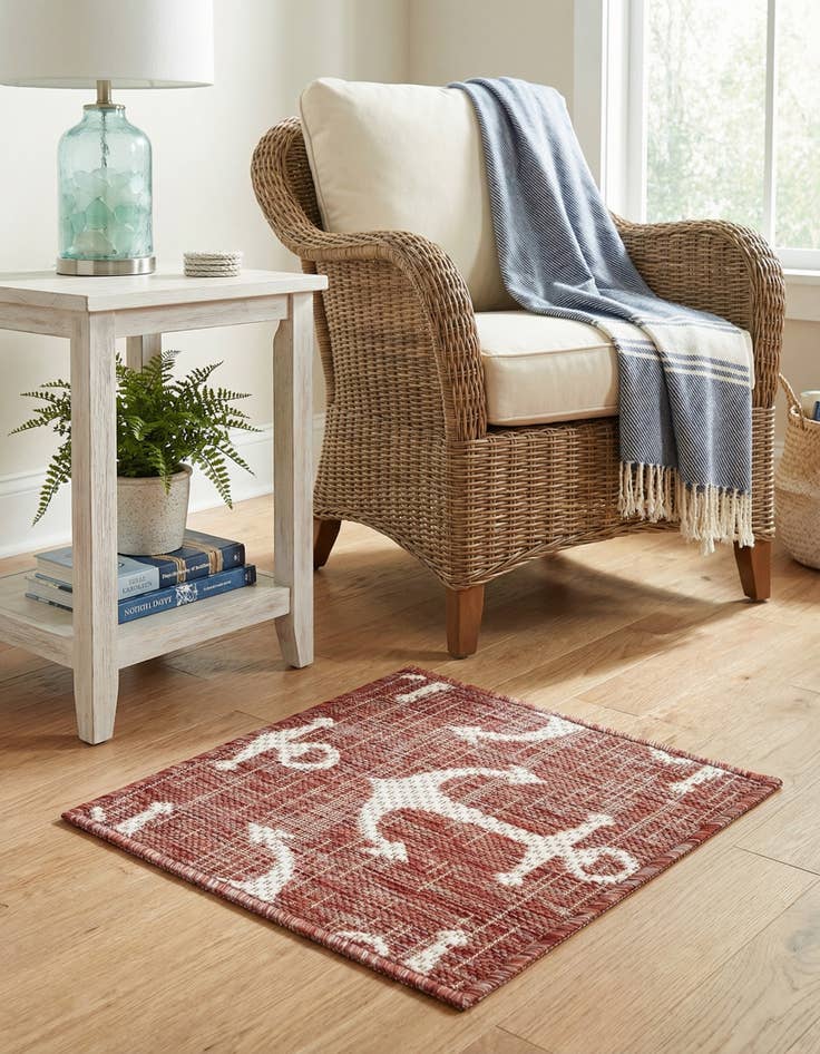 Detail image of 1' 4 x 1' 4  Washable Coastal Indoor / Outdoor Sample Rug