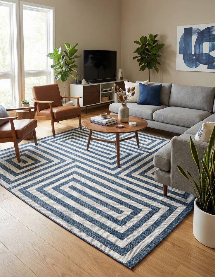 Detail image of 7' 10 x 7' 10  Washable Modern Indoor / Outdoor Square Rug